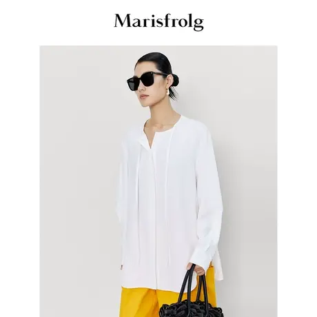 【6A级桑蚕丝】玛丝菲尔春季设计感小众白色长袖衬衫女商品大图