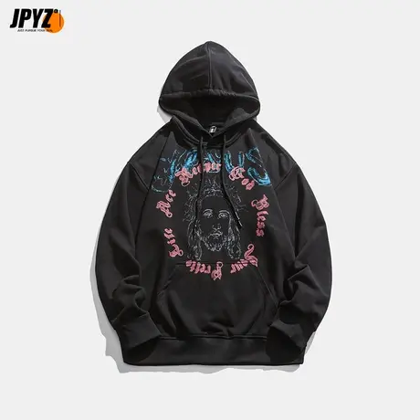 国潮牌春秋季街头嘻哈宽松连帽卫衣百搭休闲情侣套装上衣帽衫外套商品大图