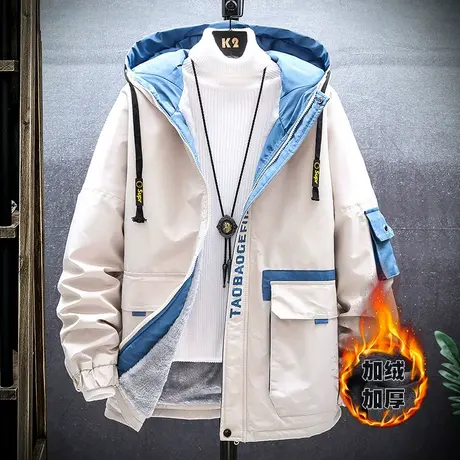 秋冬季男士外套加绒加厚韩版潮流棉衣服潮牌冬天百搭ins工装夹克商品大图