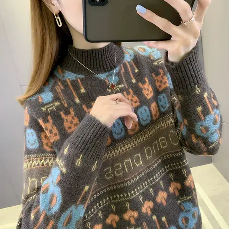 毛衣新款2023爆款时尚洋气外穿内搭针织衫上衣半高领打底衫女秋冬商品大图