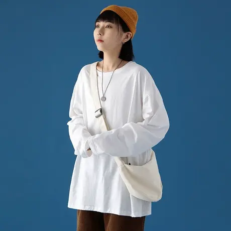 韩系ins风穿搭长袖T恤女春秋冬季加绒卫衣叠穿内搭打底衫宽松上衣图片