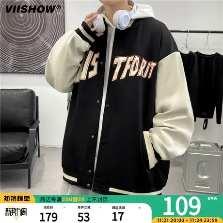 VIISHOW棒球服男士秋冬季工装外套港风宽松休闲拼接上衣潮牌夹克图片