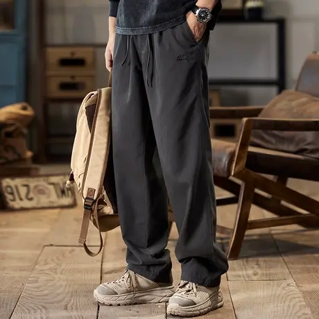 秋冬时尚潮流休闲男裤百搭复古男士大码长裤纯色休闲舒适工装裤商品大图