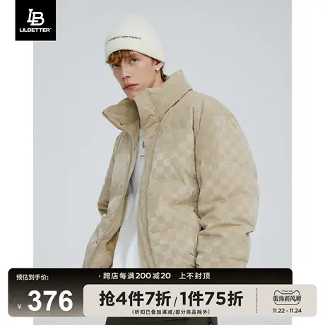 Lilbetter棋盘格羽绒服男冬季新款男装加厚外套潮牌冬装面包服LB图片