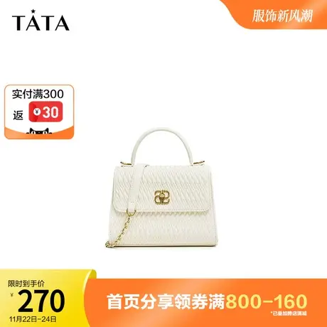 Tata他她七夕礼物复古质感单肩斜挎包2023褶皱手提包秋季X3098CX3商品大图