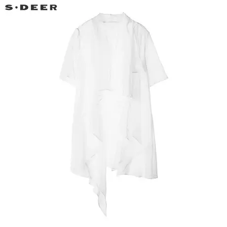 sdeer圣迪奥女装素雅飘逸雪纺开衫S18282221商品大图