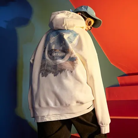 国潮高街oversize鬼脸小恶魔卫衣男潮ins连帽潮牌大码男装外套潮商品大图