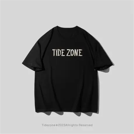 Ohlyah夏季字母涂鸦纯棉T恤男美式街头bf风宽松百搭黑色学生短袖图片