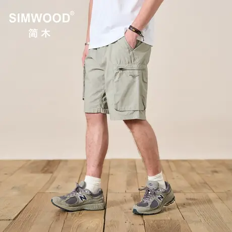 Simwood简木男装【宽松版型】夏新款无弹工装多袋休闲五分短裤男商品大图