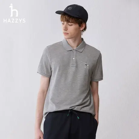 Hazzys哈吉斯夏季新款男士短袖T恤衫棉商务休闲纯色潮流POLO衫男图片