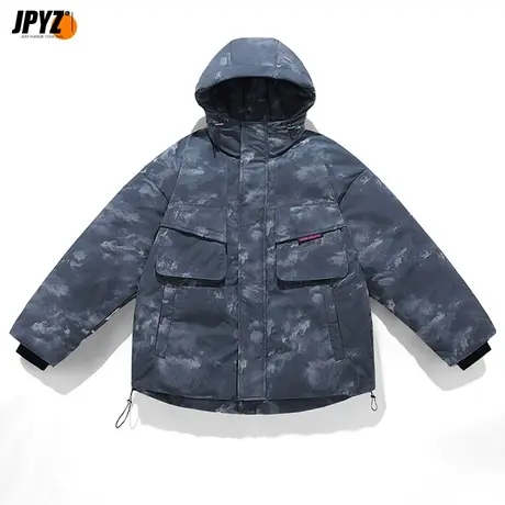 冬季港风迷彩多口袋工装棉衣男潮牌棉服宽松加厚棉服秋冬棉袄外套商品大图
