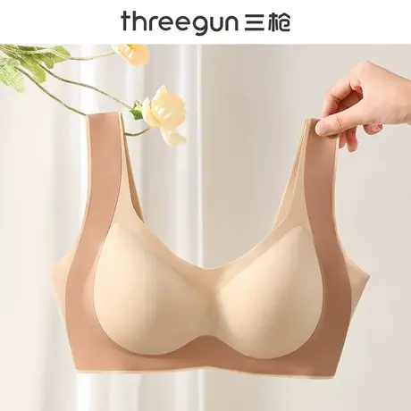 三枪提拉文胸无痕内衣女小胸聚拢防下垂收副乳无钢圈大胸显小胸罩图片