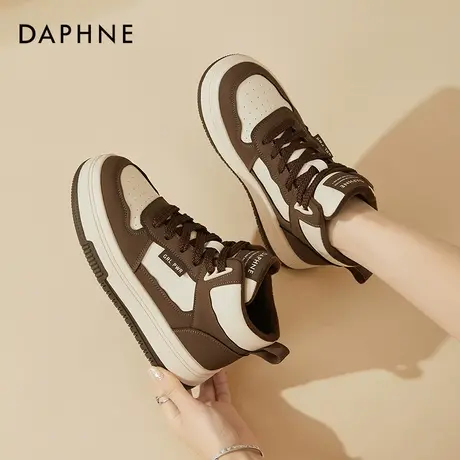 达芙妮高帮鞋女鞋2023新款秋冬季加绒棉鞋厚底百搭休闲运动鞋冬款商品大图