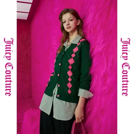 Juicy Couture橘滋秋女女装年新款秘密花园扣撞色提花女外套图片