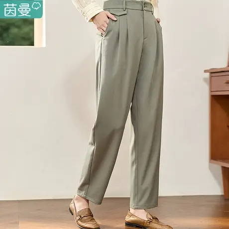 茵曼西装裤九分休闲萝卜裤子春装女2024年新款锥形显瘦哈伦裤灰色图片