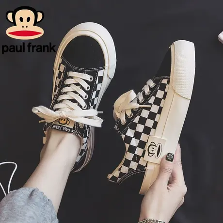 大嘴猴夏款棋盘格帆布鞋女鞋2023新款夏季运动休闲板鞋布鞋球鞋子商品大图