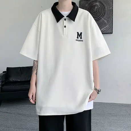 潮牌polo衫男夏季短袖t恤宽松潮流半袖2023新款男装上衣翻领体恤图片