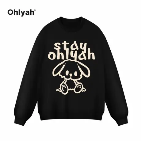 Ohlyah兔子印花卫衣女宽松早秋oversize小众高街潮牌ins外套定制商品大图