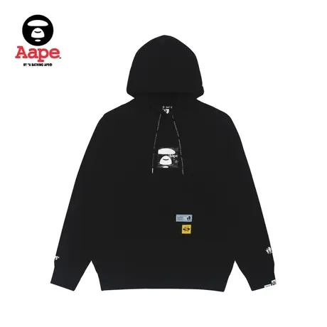 Aape男装秋冬款猿颜迷彩方标字母印花连帽套头衫卫衣外套3781XXG图片