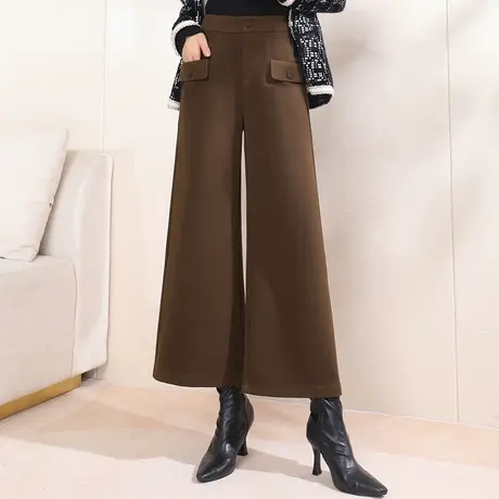 垂感阔腿裤秋冬宽松女裤子2023新款高腰通勤小个子九分裤大脚裤潮商品大图