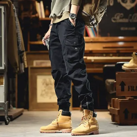 工装裤子男秋冬季韩版潮流休闲裤男生帅气百搭束脚哈伦休闲束脚裤商品大图