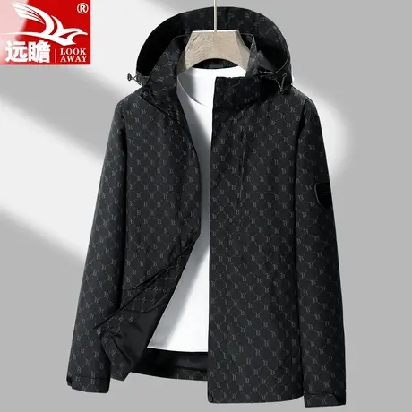 外套男春秋2023秋季新款潮流夹克男士休闲宽松大码防风冲锋上衣潮商品大图