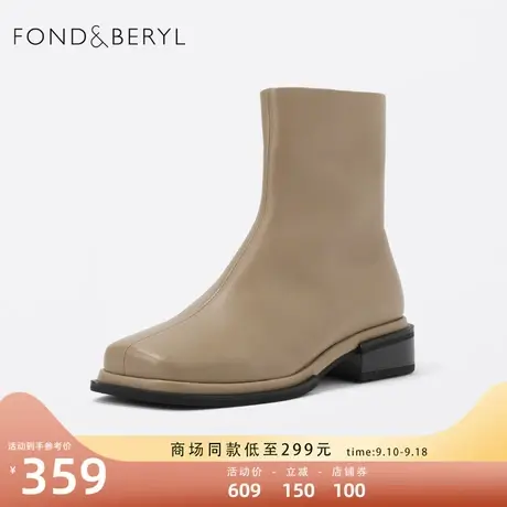 菲伯丽尔潮酷短靴冬季新款女靴方头通勤英伦时装靴FB24116023商品大图