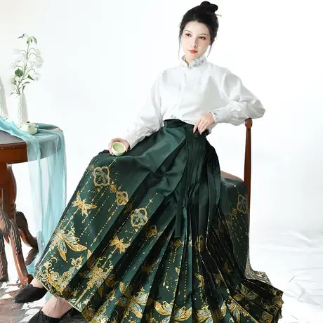 玉蜓丨如梦霓裳原创明制汉服女新国风蜻蜓妆花织金马面裙风衣春夏图片