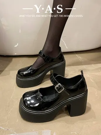 日系jk制服鞋玛丽珍小皮鞋女2024春季新款学院风厚底增高粗跟单鞋商品大图