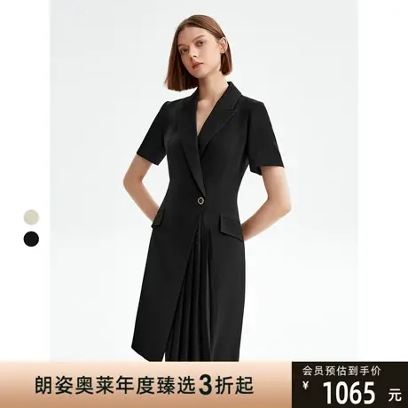 朗姿法式气质百褶拼接显瘦别致西装裙高级感连衣裙2023年夏季新款商品大图