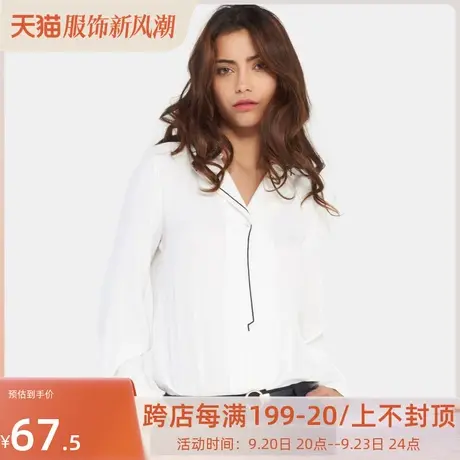 【断码L】艾格春秋季女装不过时设计感小众休闲纯色长袖衬衫z1689商品大图