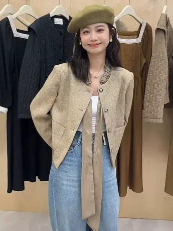 早秋小香风法式系带短款外套女今年流行上衣女2023秋季新款高级感商品大图