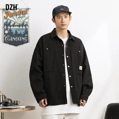 男士黑色长袖衬衫男高级感潮牌2023新款秋季衬衣日系cityboy外套商品大图