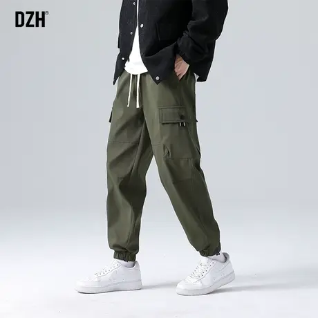 男士军绿色工装裤子男秋季潮牌男裤宽松运动裤束脚休闲裤2023新款商品大图