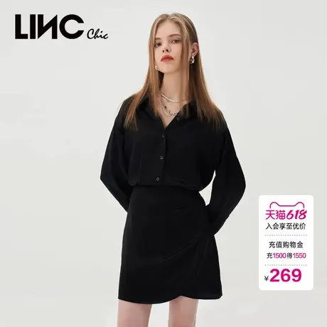 LINCCHIC金羽杰新款连衣裙轻商务感衬衫式连衣裙女S232DR137Y图片