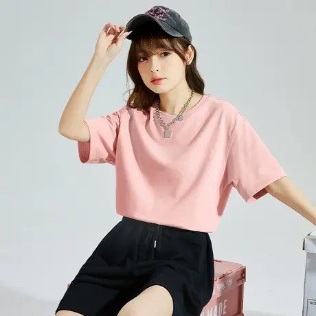 唐狮粉色短袖女t恤夏半袖显瘦宽松上衣女2024新款爆款夏装减龄VB图片