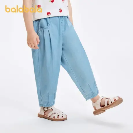 巴拉巴拉儿童裤子男童夏装2024新款童装宝宝长裤女童纯色牛仔裤潮商品大图