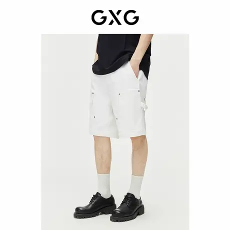 【X】GXG男装工装牛仔短裤撞钉设计短裤男轻薄透气裤子2024夏季品图片