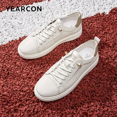 意尔康板鞋2026春款时尚简约轻便小白鞋真皮免系带休闲鞋透气单鞋商品大图