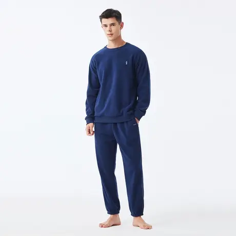 预售jockey男秋冬睡衣套装摇粒绒保暖家居服春秋长袖长裤简约男士图片