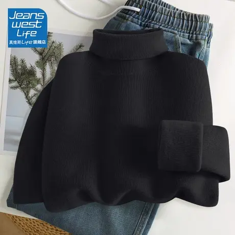 真维斯LIFE毛衣女秋冬款2023年新款高级感加绒打底衫慵懒风上衣女商品大图