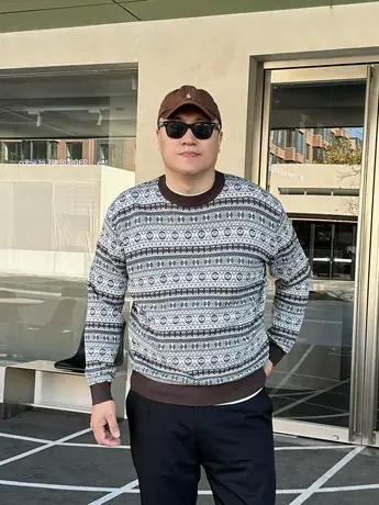 DAEVU冬新款复古花大号潮胖子加肥加大码男士长袖圆领毛衣针织衫图片