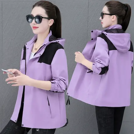 恋上17号休闲拼色冲锋衣外套女2023年新款时尚女士春秋夹克运动服图片