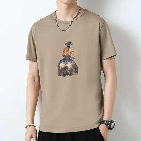 莫代尔短袖t恤男士潮牌夏季凉感速干冰丝半袖体恤上衣服潮流百搭图片