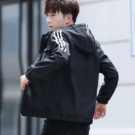 2025春季男士卫衣青少年韩版修身连帽夹克衫学生薄款外套防晒风衣商品大图