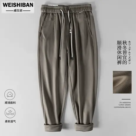 潮流直筒垂感抗皱休闲裤男2023秋冬季男士时尚宽松锥形轻奢长裤子图片