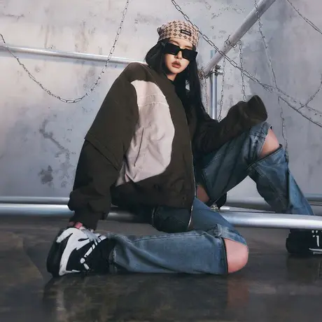 潮牌美式棒球服棉服女拼接加厚冬季外套2023新款复古宽松棉衣棉袄图片