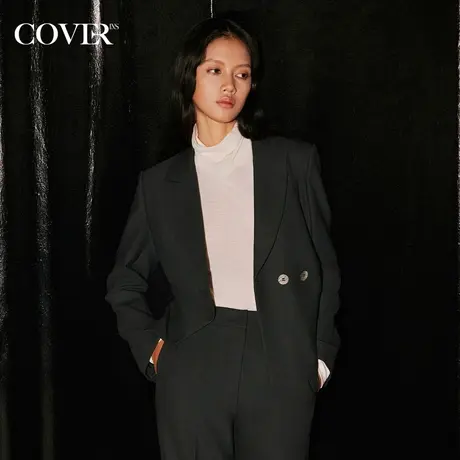 COVER冬季截短精纺羊毛收褶西装外套商品大图