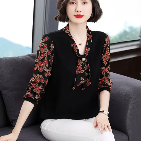 长袖上衣女春秋装2023年新款大码女士t恤时髦打底衫洋气时尚小衫图片