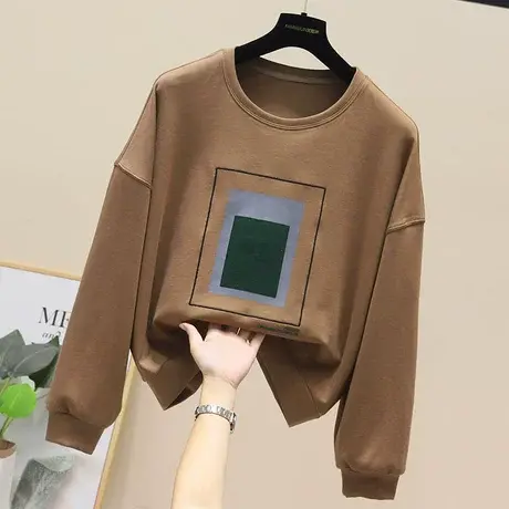 2023新款春秋国潮短款卫衣女薄款小个子宽松印花高腰上衣设计感潮图片